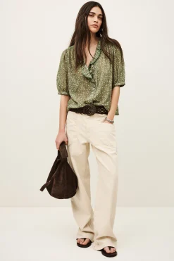 Ba&Sh PHYSALYS chemise imprimée VERT Outlet