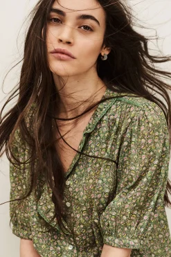 Ba&Sh PHYSALYS chemise imprimée VERT Outlet