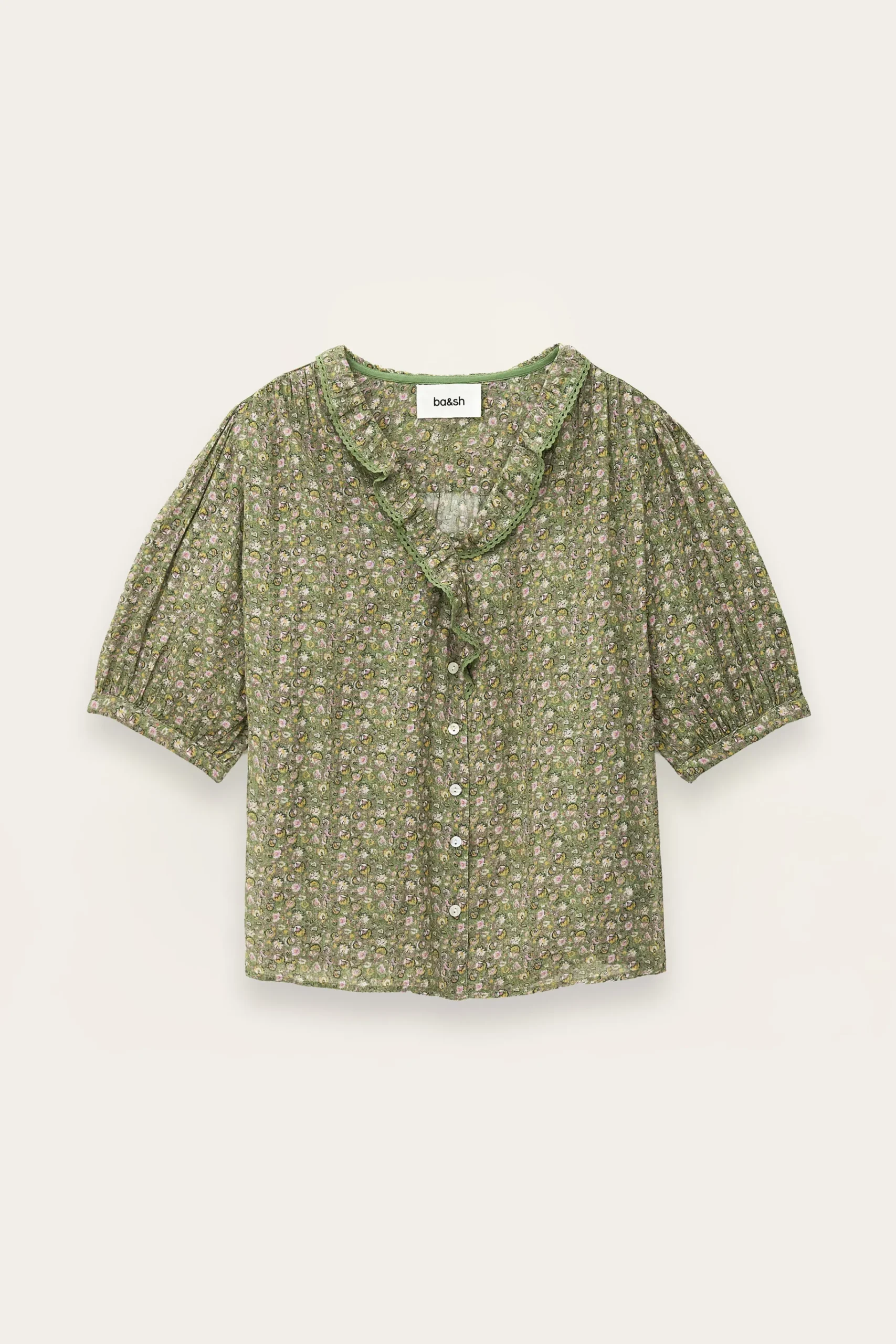 Ba&Sh PHYSALYS chemise imprimée VERT Outlet