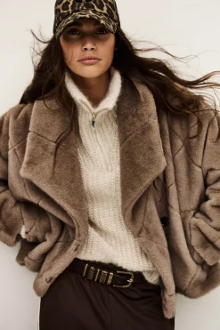 Ba&Sh PINIE manteau fausse fourrure GRIS Sale