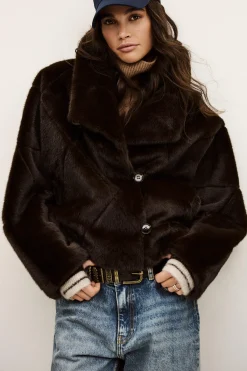 Ba&Sh PINIE manteau fausse fourrure MARRON Discount