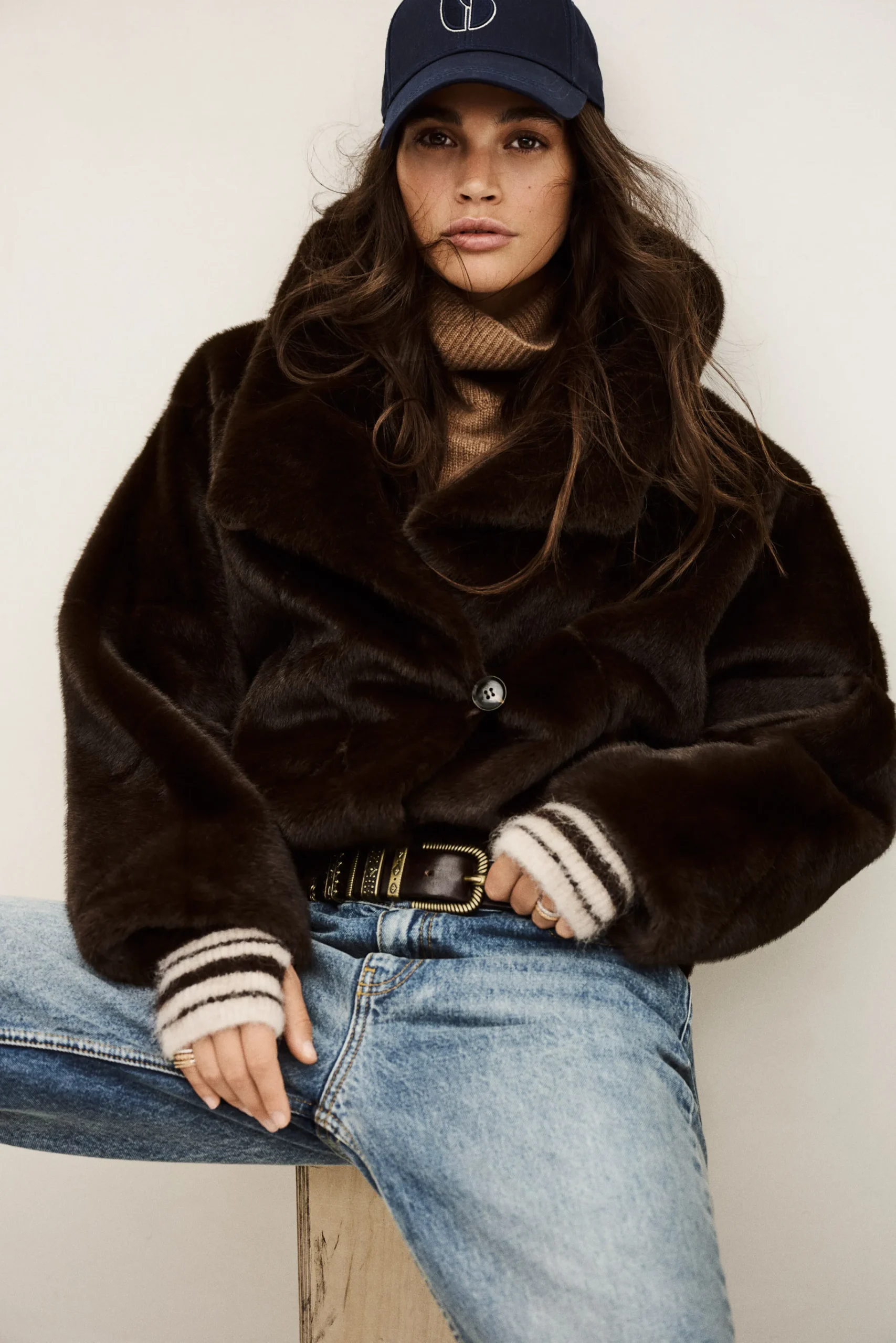 Ba&Sh PINIE manteau fausse fourrure MARRON Discount
