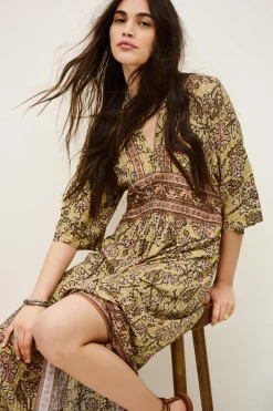 Ba&Sh PIPA robe midi JAUNE Outlet