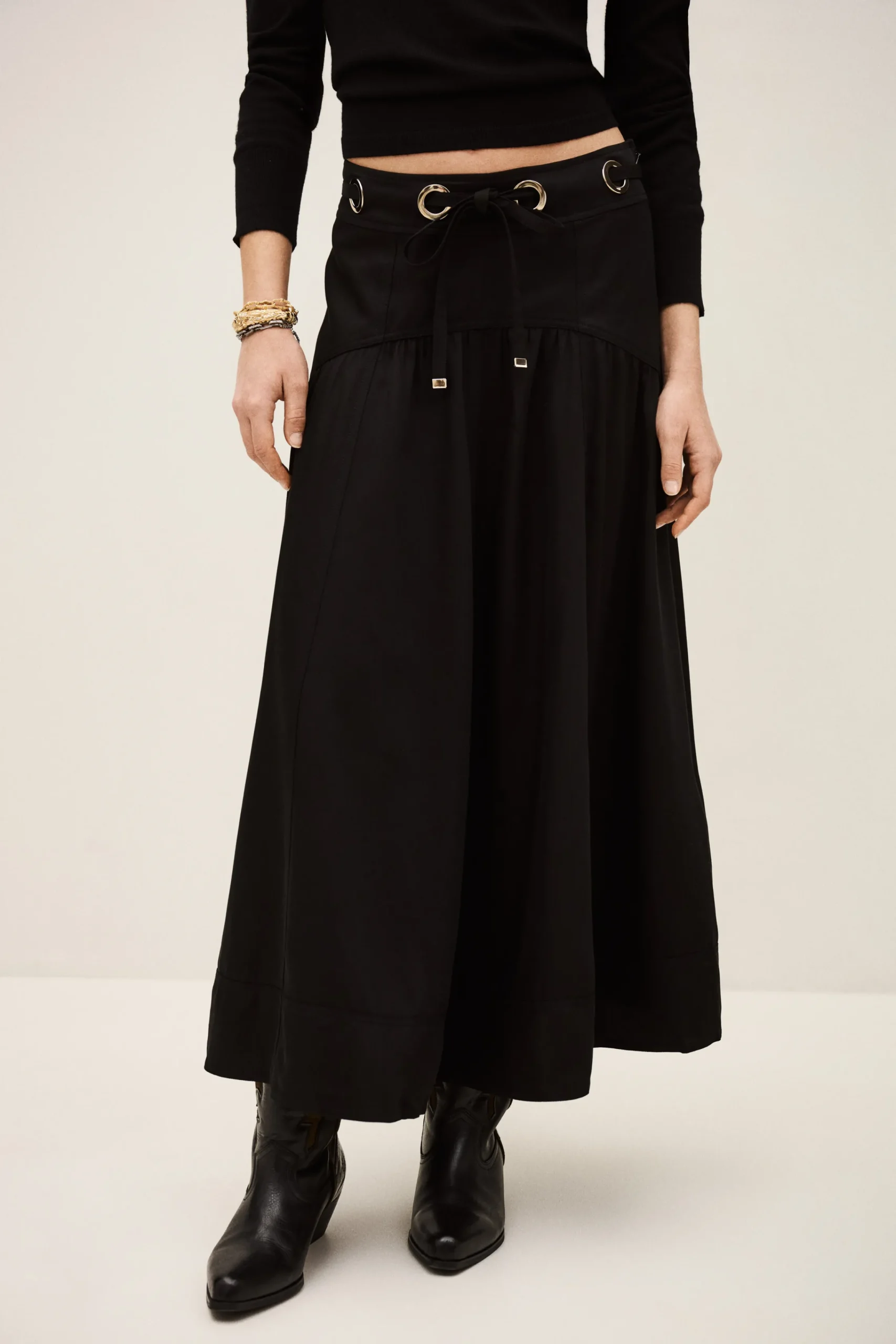 Ba&Sh PONIA jupe midi taille NOIR New