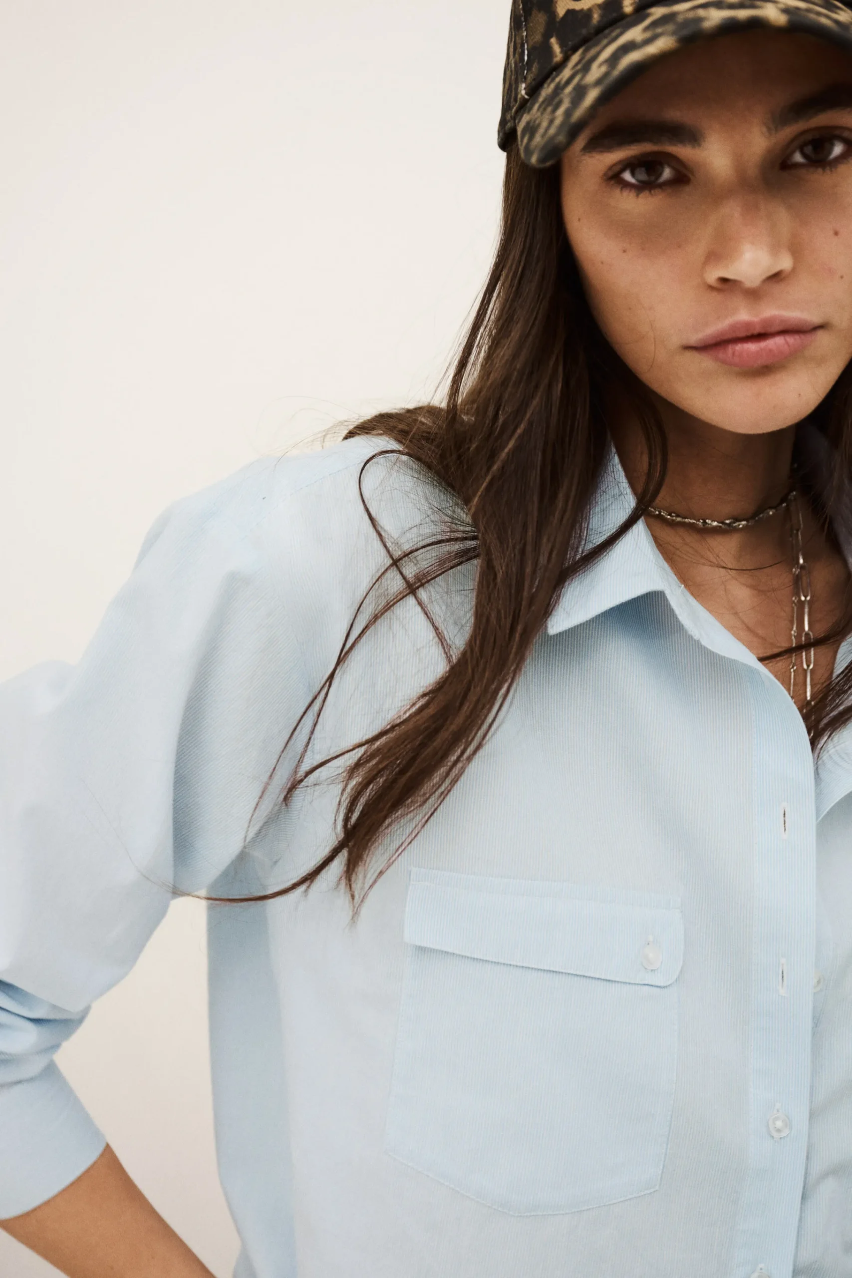 Ba&Sh PORZIA chemise rayée ample BLEU Sale