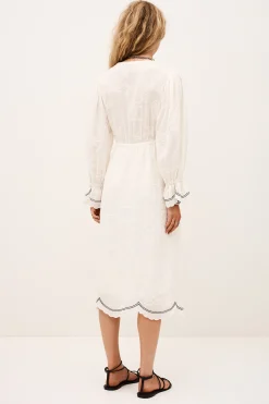Ba&Sh PRISCO robe midi jacquard ECRU Sale