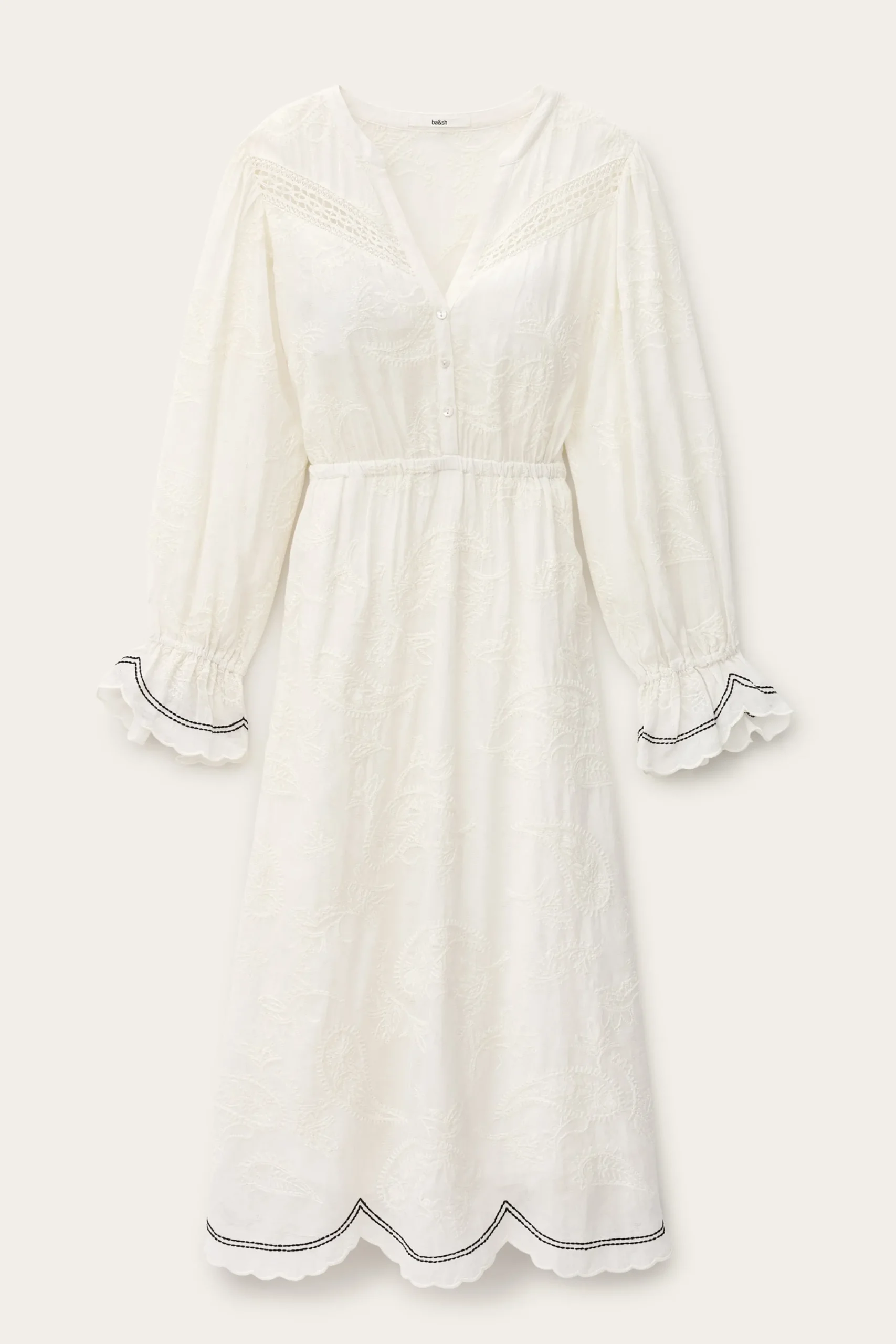 Ba&Sh PRISCO robe midi jacquard ECRU Sale