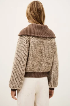 Ba&Sh RABEL gilet zippé maille MARRON