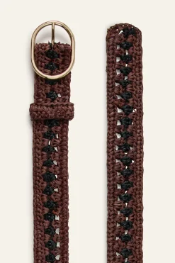 Ba&Sh RAPHIA ceinture raphia tresse MARRON New