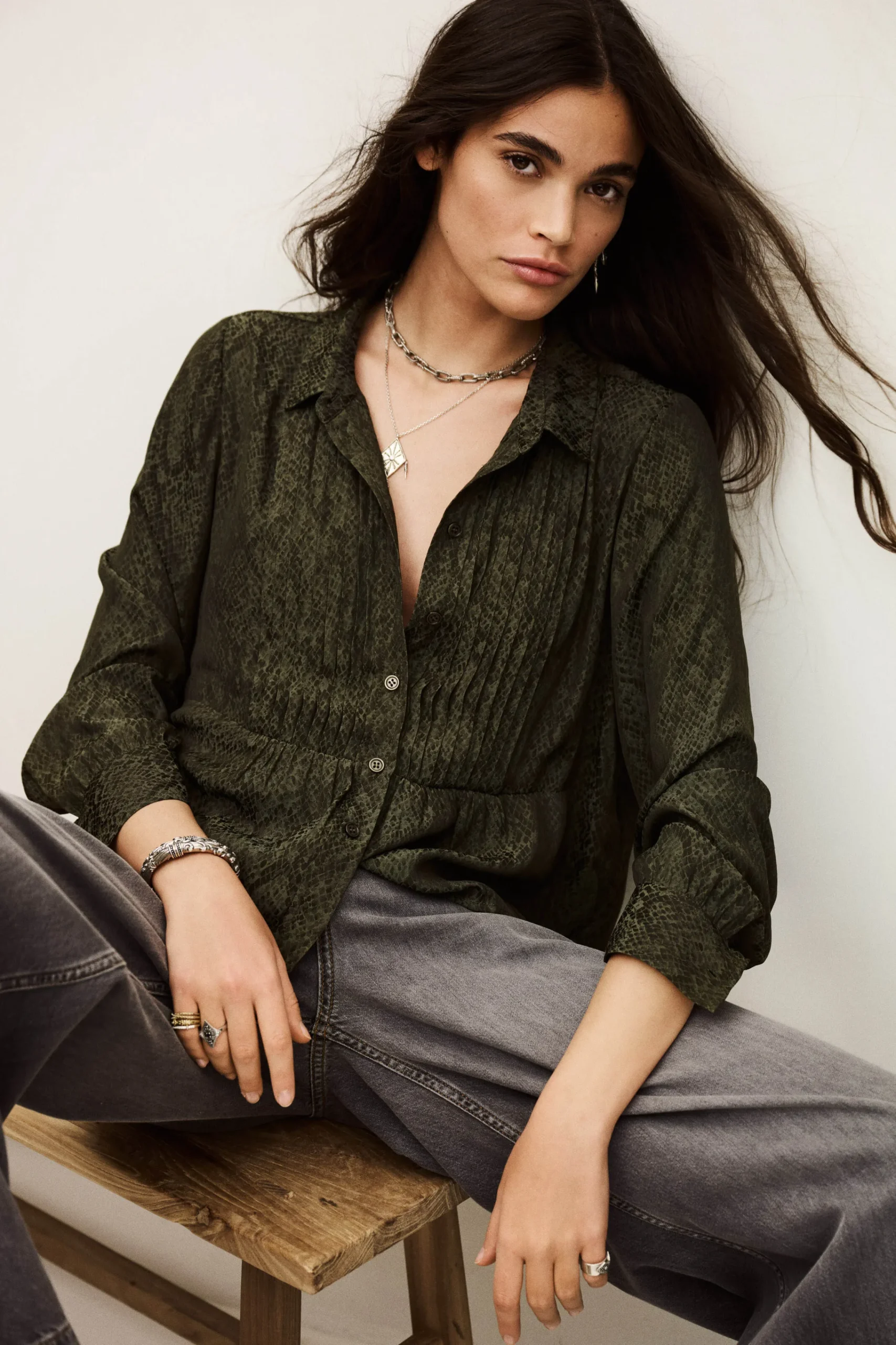Ba&Sh RIATA chemise imprimée VERT Sale