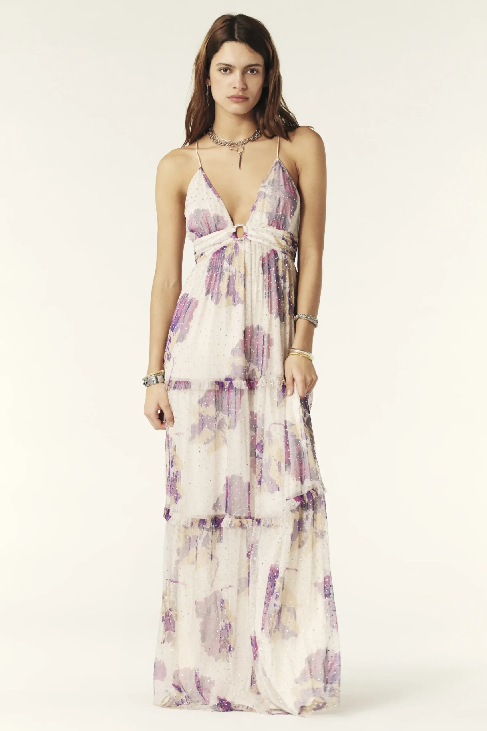 Ba&Sh RINA robe maxi tulle ECRU Clearance