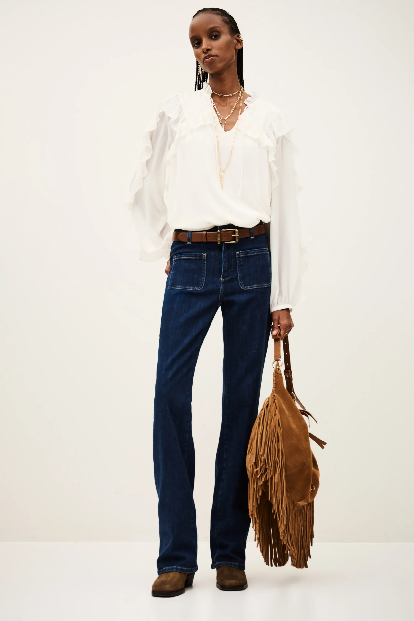 Ba&Sh ROSS Jeans Flare BLEU Discount