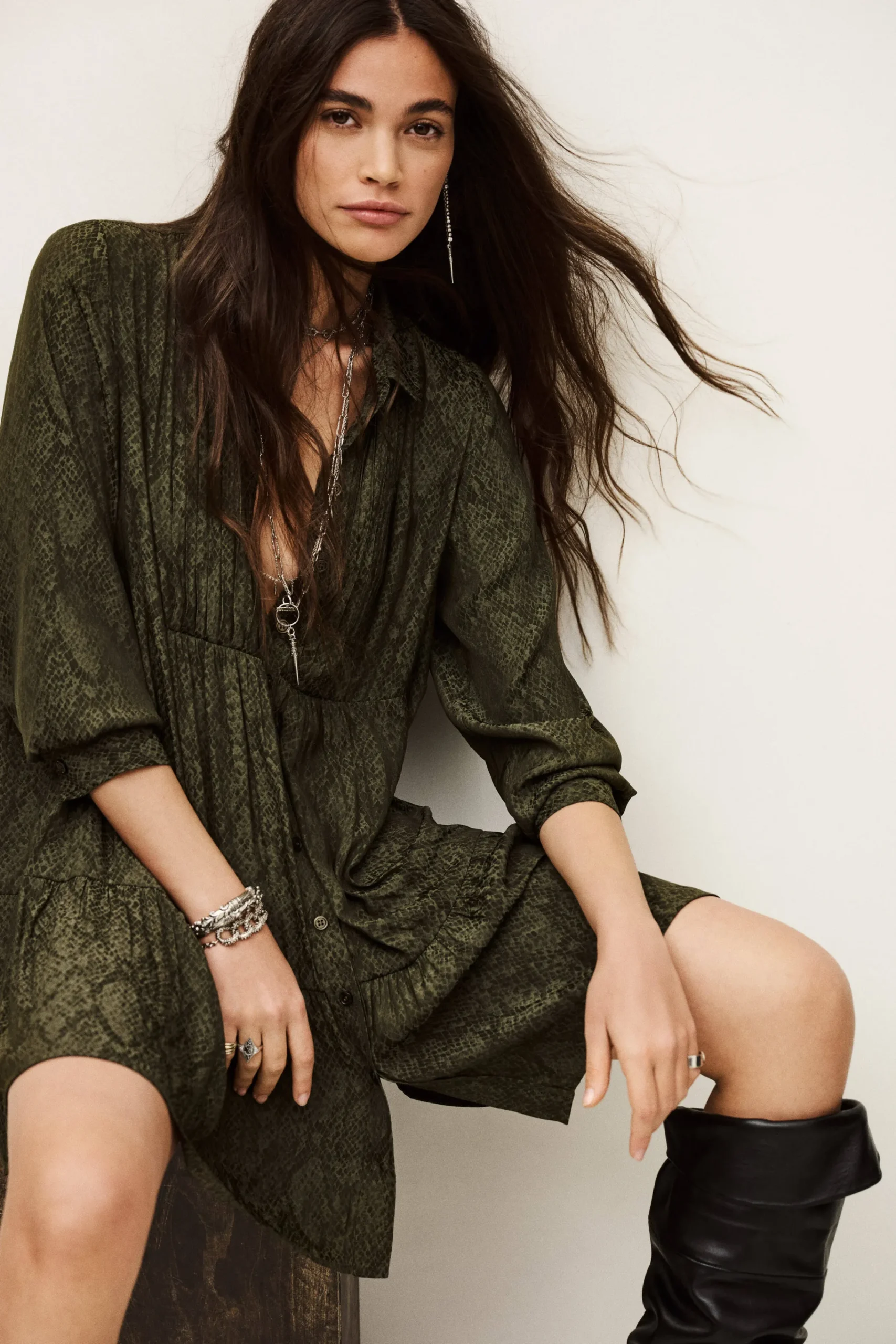 Ba&Sh ROSYNA robe chemise courte VERT Sale