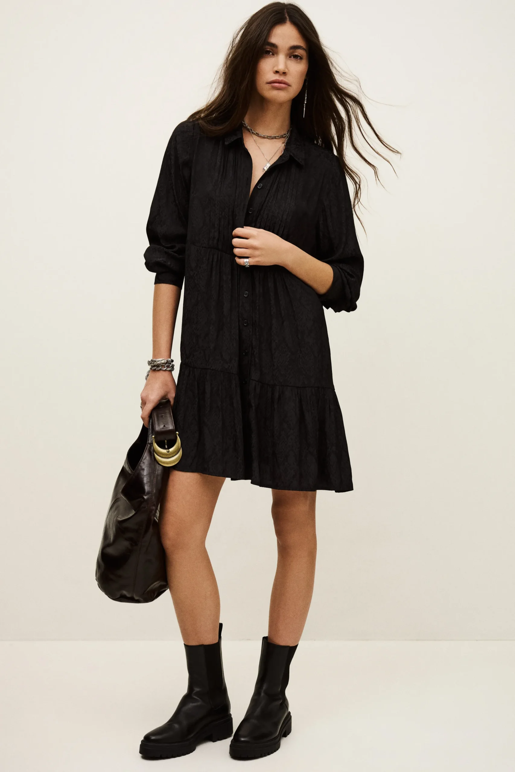 Ba&Sh ROSYNA robe chemise courte NOIR Hot