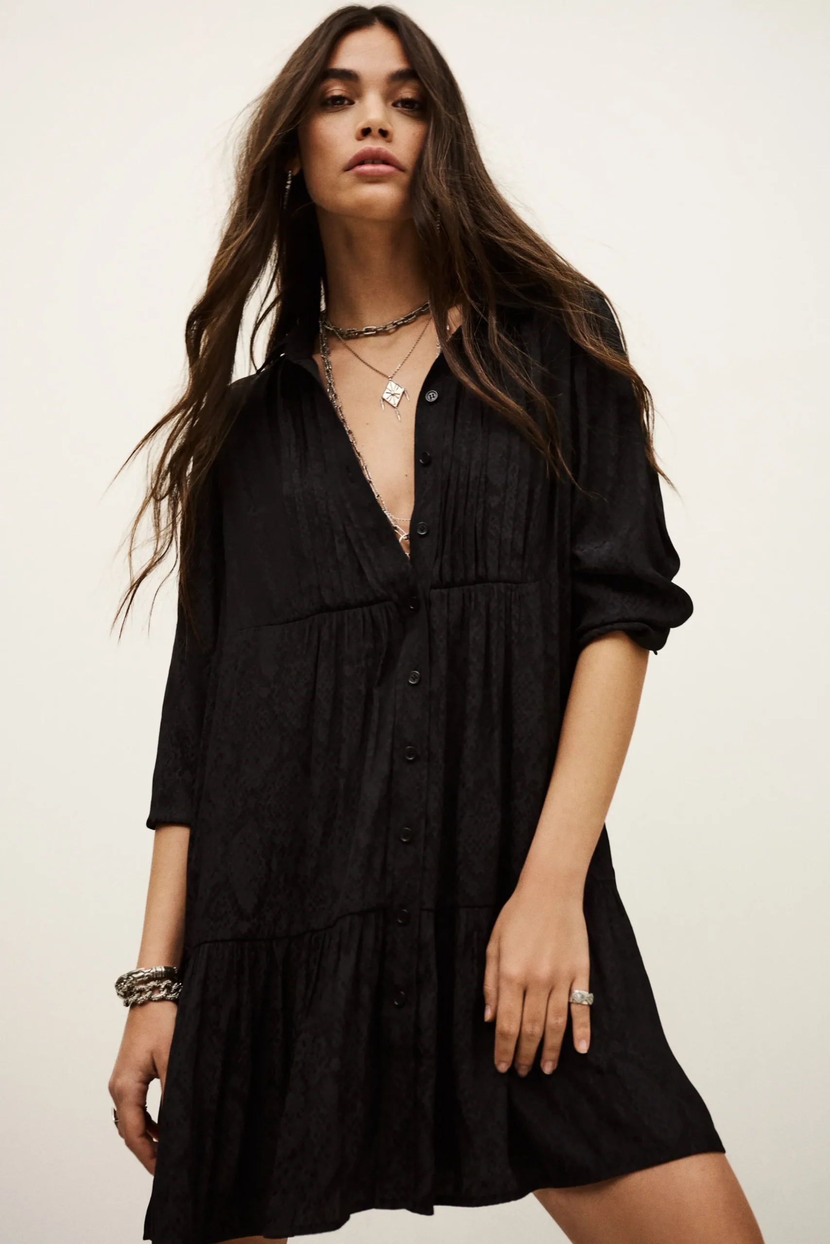 Ba&Sh ROSYNA robe chemise courte NOIR Hot