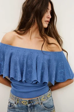 Ba&Sh SALDA top épaules nues NOIR New