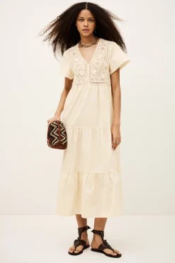 Ba&Sh SANDY robe midi ECRU Best