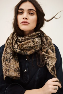 Ba&Sh SARA foulard imprimé animalier VERT