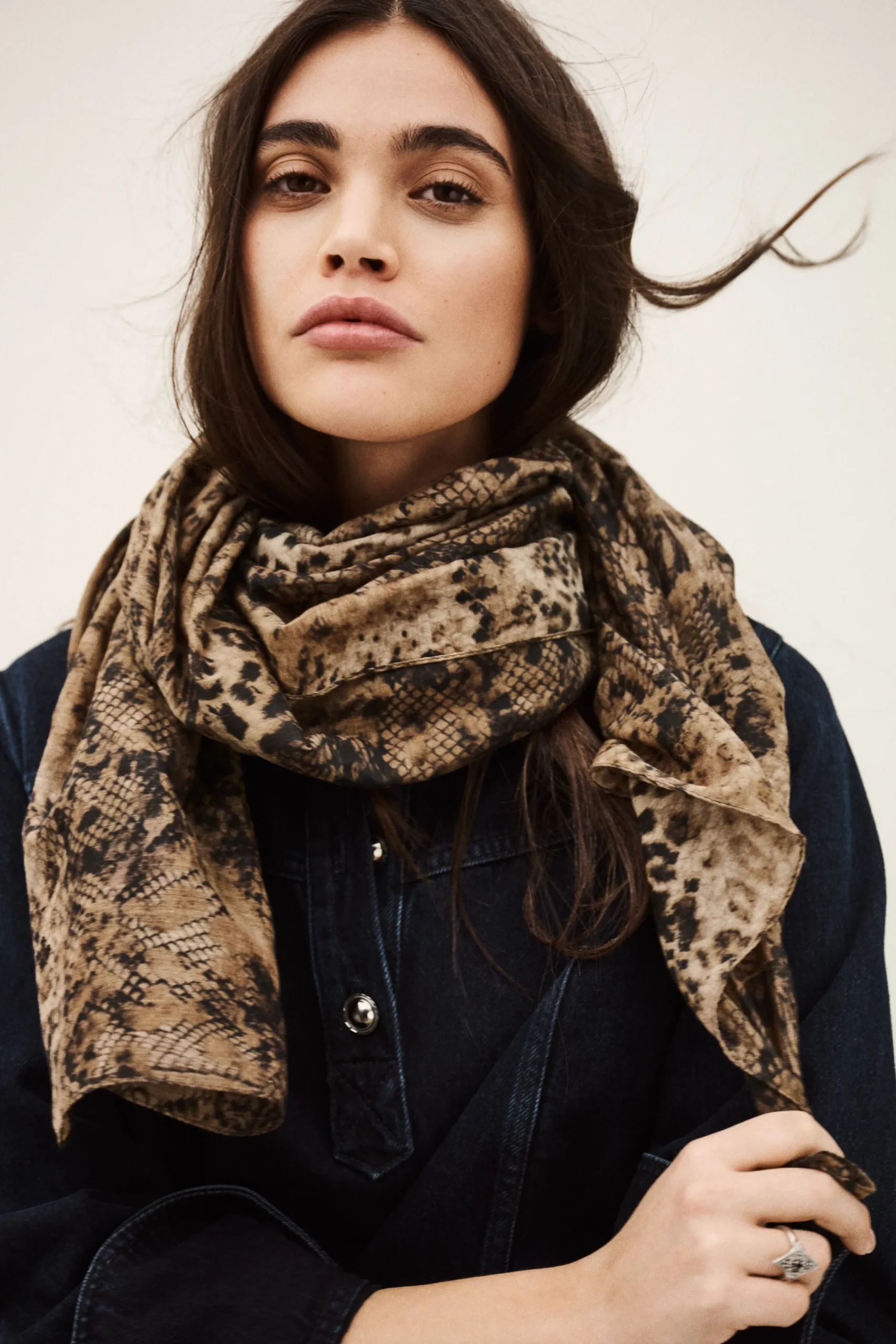 Ba&Sh SARA foulard imprimé animalier VERT