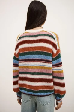 Ba&Sh SERENA pull rayé oversized NOIR New