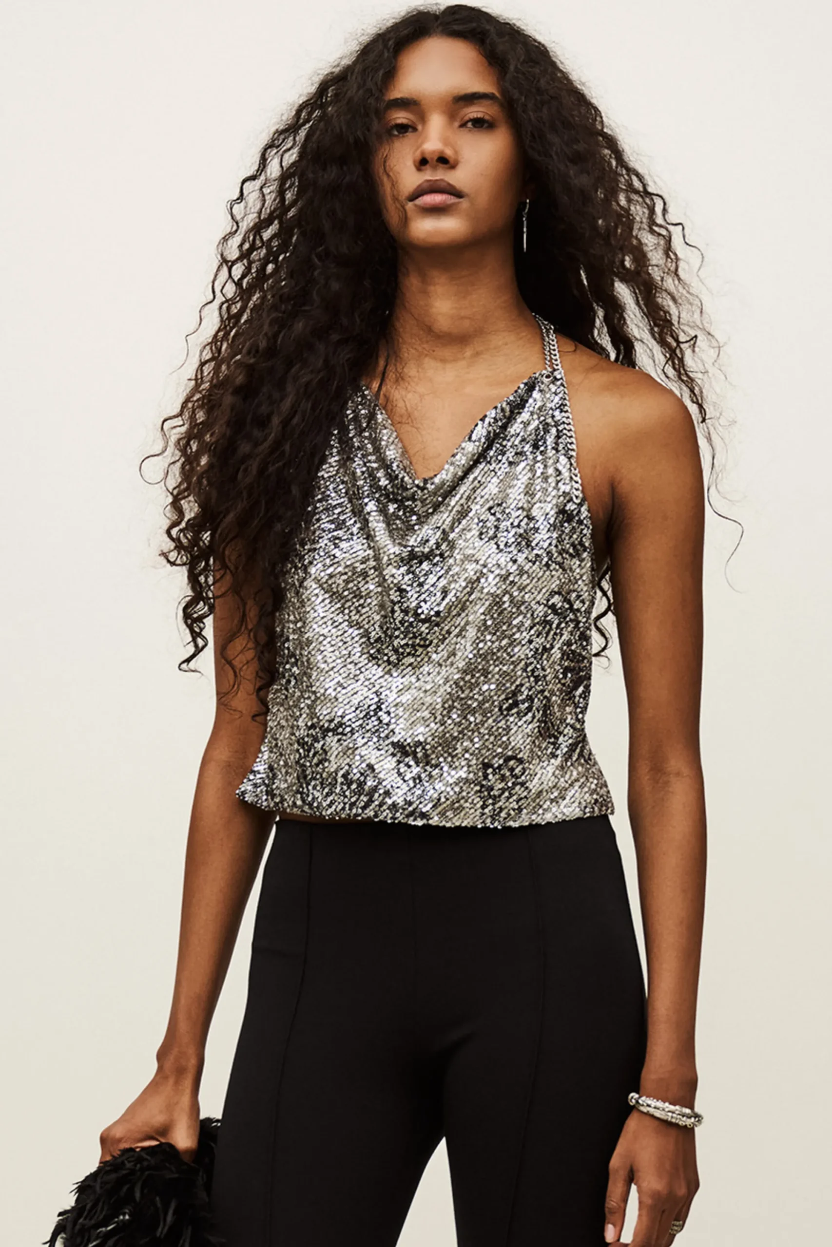 Ba&Sh SIMONA top bénitier paillettes NOIR Sale