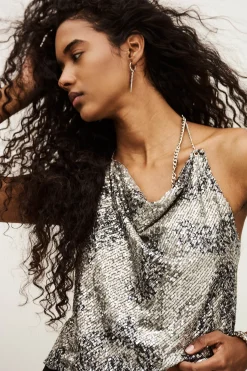 Ba&Sh SIMONA top bénitier paillettes NOIR Sale