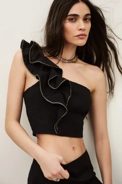 Ba&Sh SWENIA top volants superposés NOIR Hot