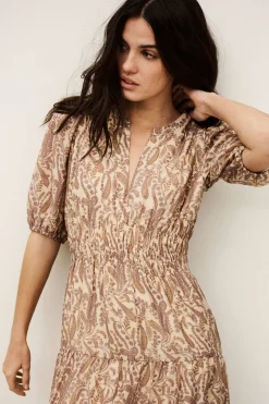 Ba&Sh TANYSSA robe midi imprimée ECRU Sale
