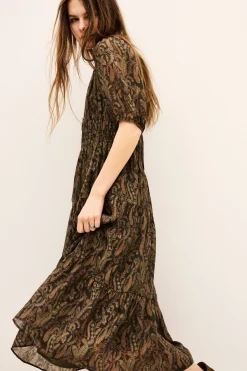 Ba&Sh TANYSSA robe midi imprimée VERT Outlet