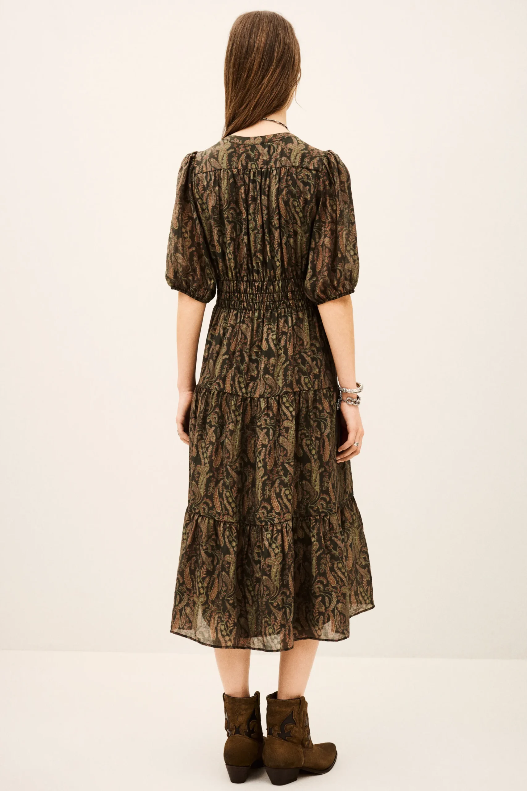 Ba&Sh TANYSSA robe midi imprimée VERT Outlet