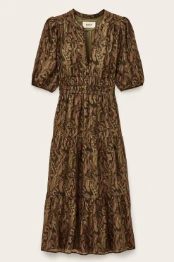 Ba&Sh TANYSSA robe midi imprimée VERT Outlet