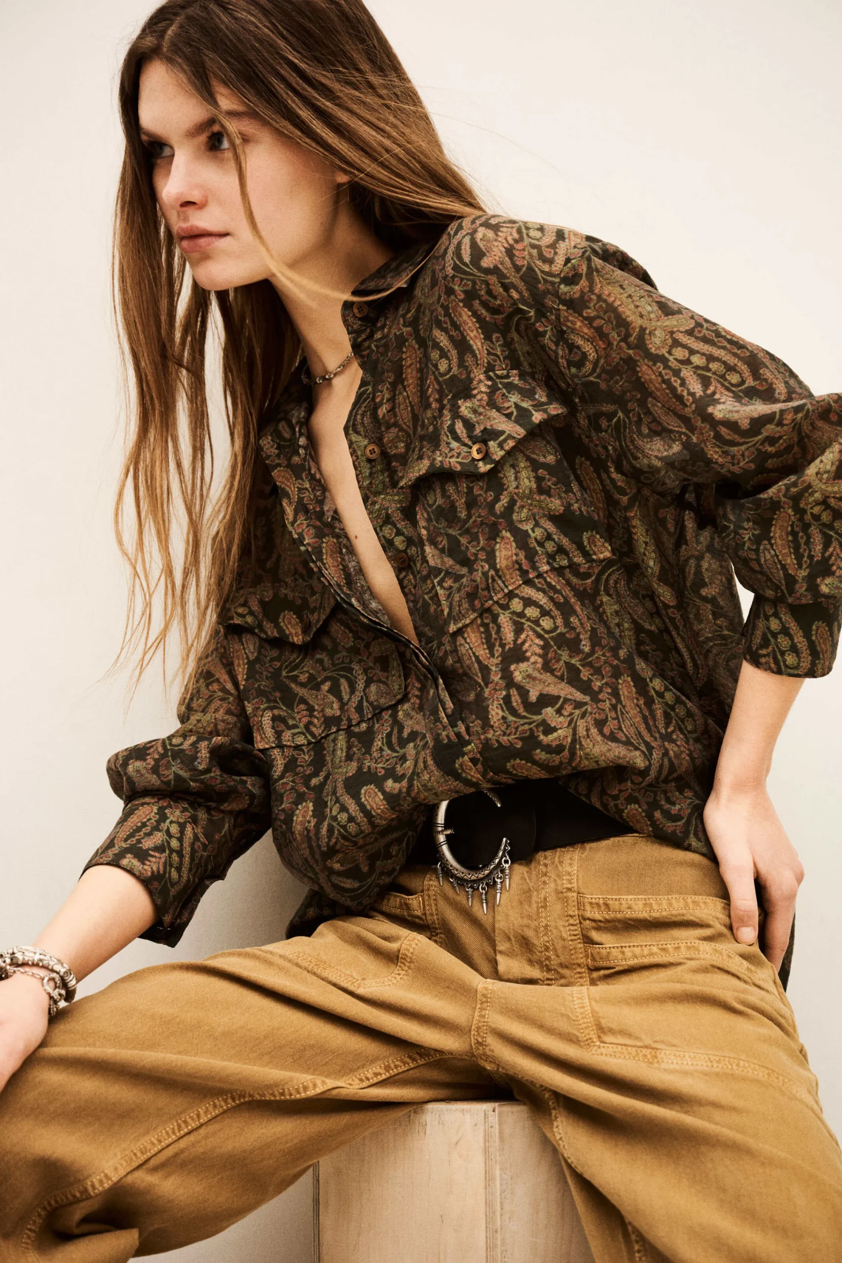 Ba&Sh TAO chemise oversize bohème VERT