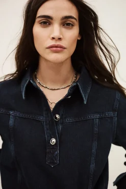 Ba&Sh TAVY top denim droit BLEU Outlet