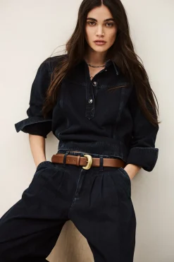 Ba&Sh TAVY top denim droit BLEU Outlet