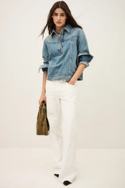 Ba&Sh TAVY top denim droit BLEU Online