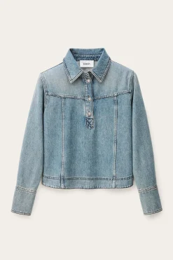 Ba&Sh TAVY top denim droit BLEU Online