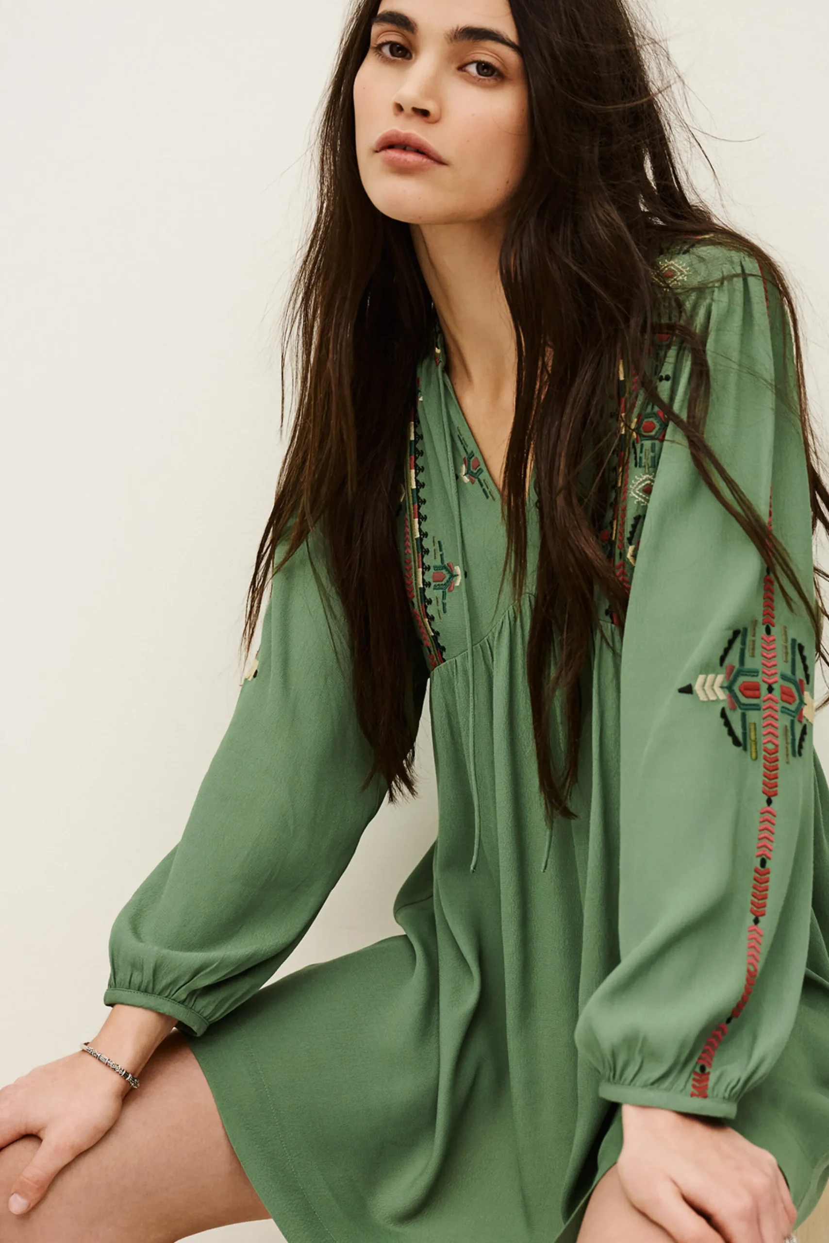 Ba&Sh TELMA robe mini brodée VERT Online