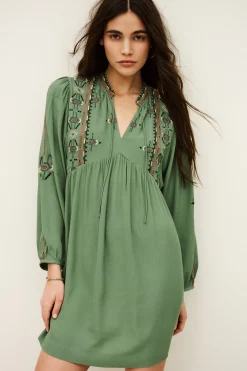 Ba&Sh TELMA robe mini brodée VERT Online