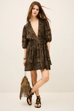 Ba&Sh TEODORA robe courte portefeuille VERT Clearance