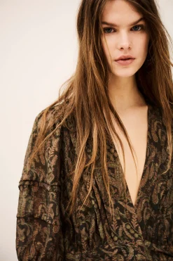 Ba&Sh TEODORA robe courte portefeuille VERT Clearance