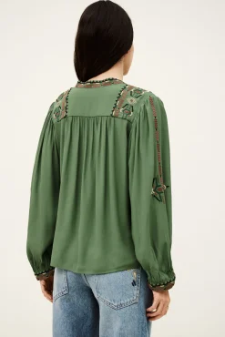 Ba&Sh TILT blouse brodée ample VERT New