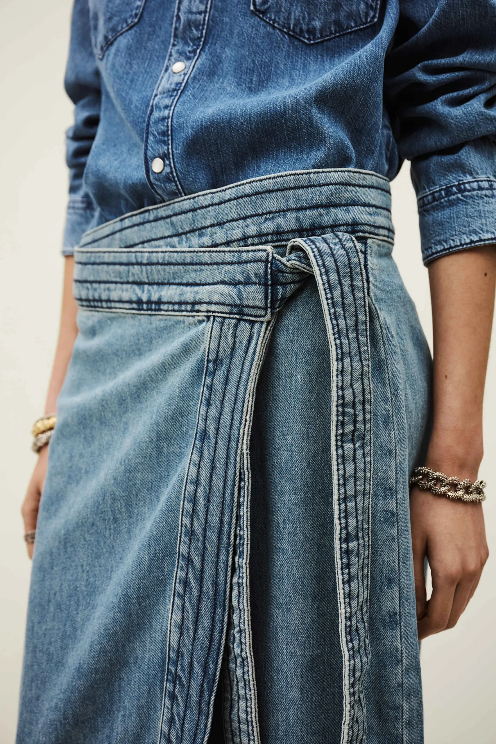 Ba&Sh TIMY jupe midi denim BLEU New