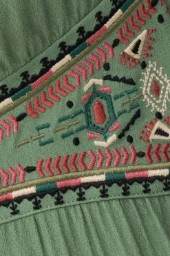 Ba&Sh TINA robe longue brodée VERT Sale