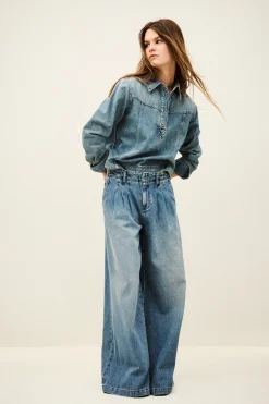 Ba&Sh TOBY jean large plis BLEU Best