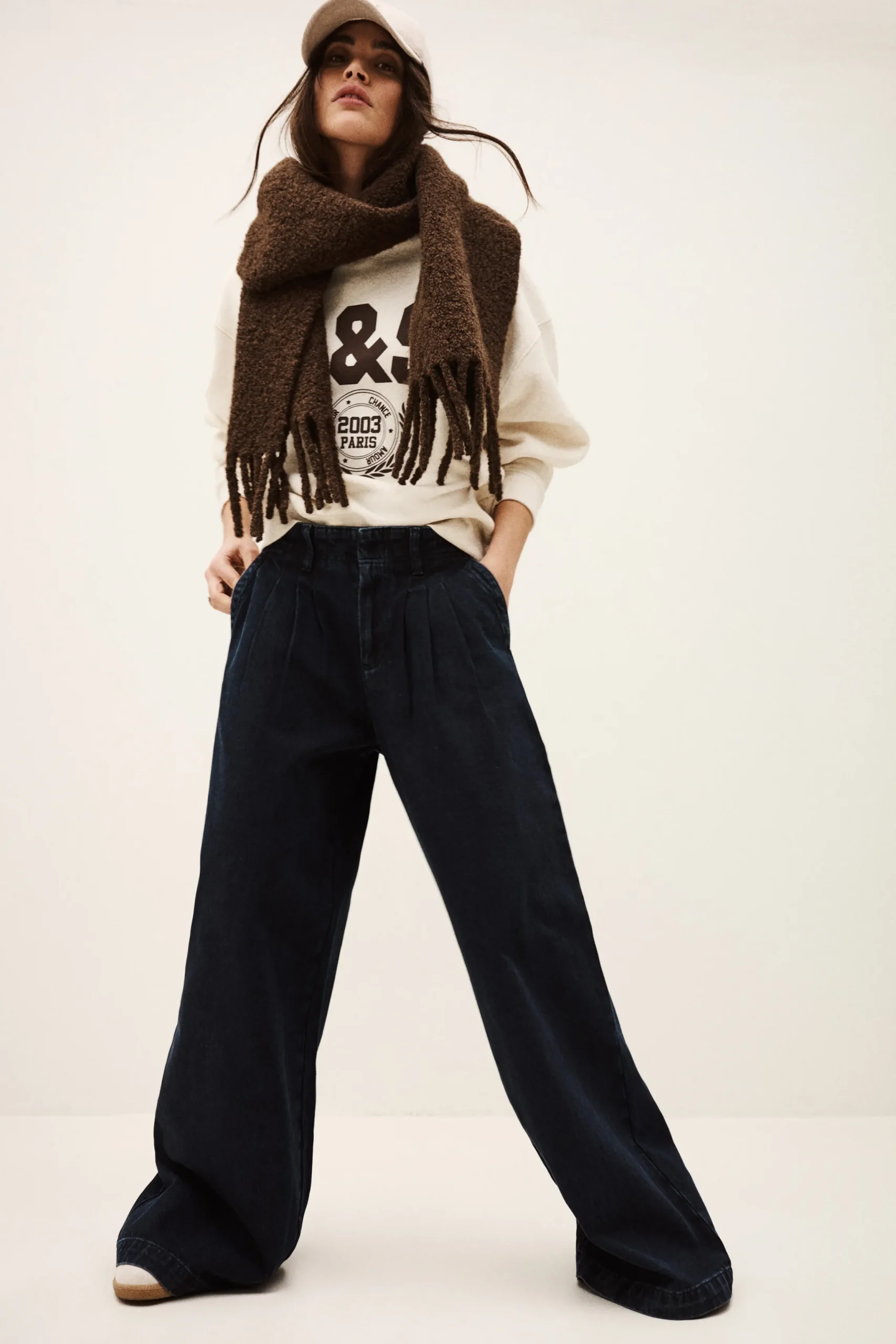 Ba&Sh TOBY jean large plis BLEU Outlet