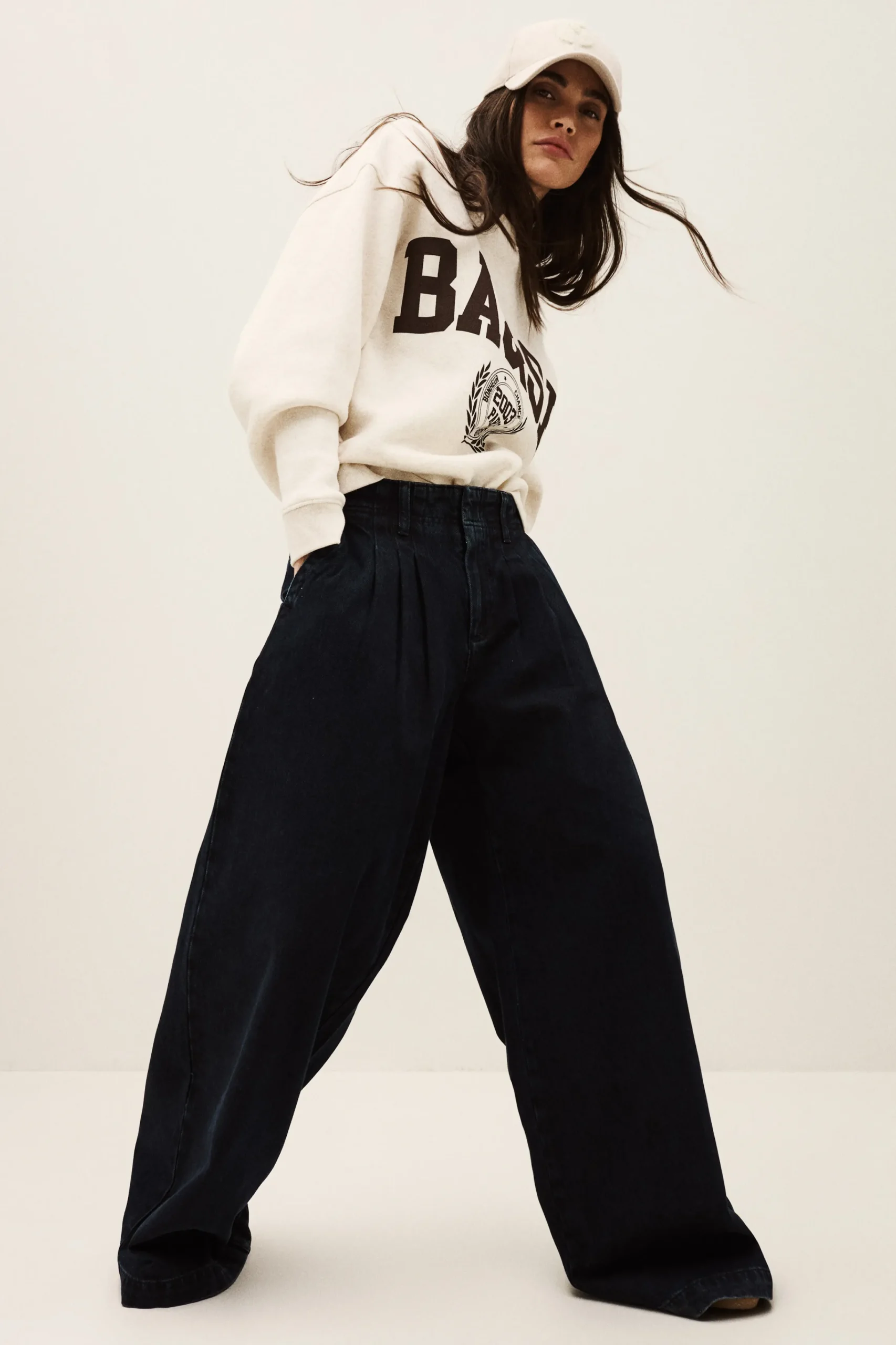 Ba&Sh TOBY jean large plis BLEU Outlet