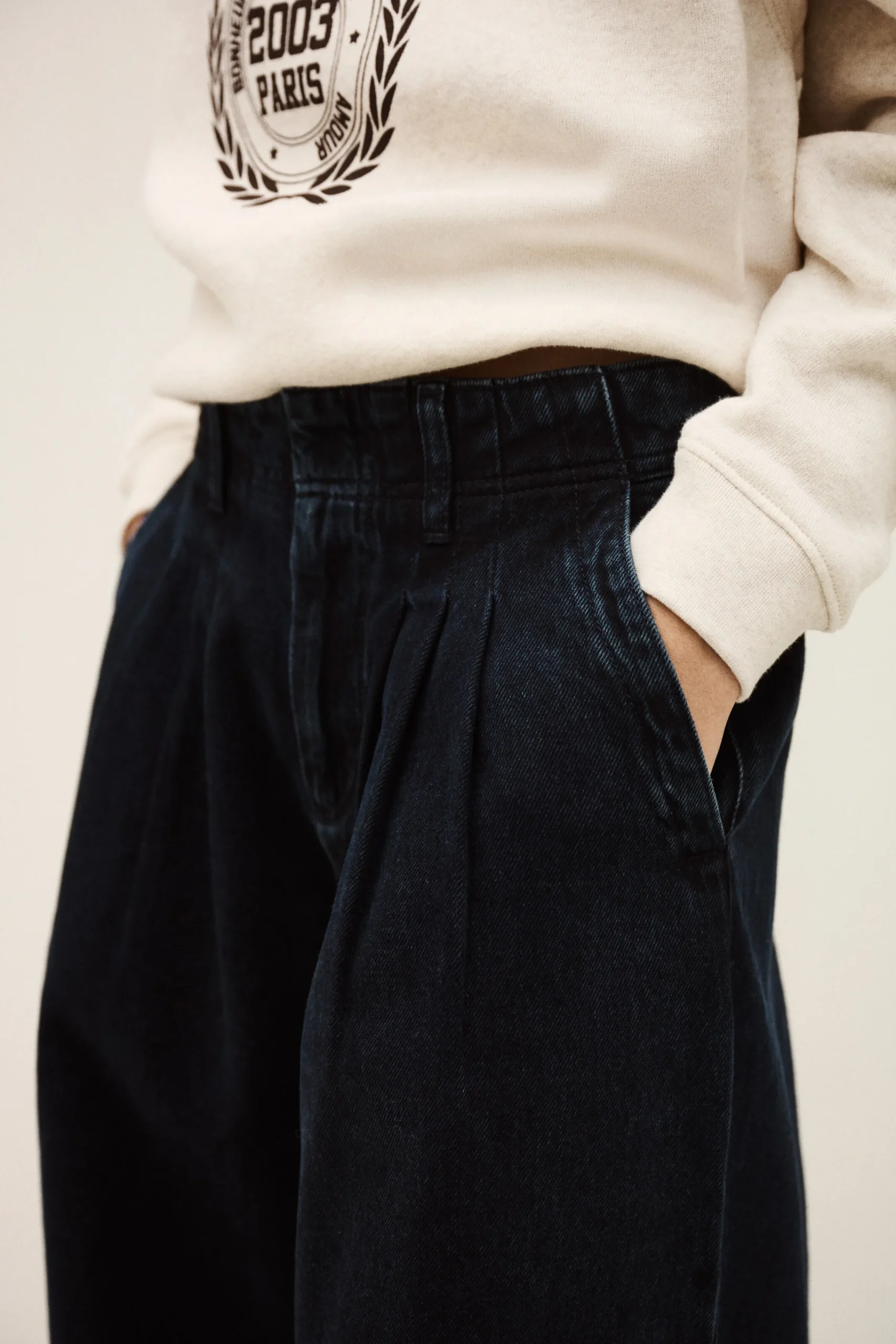 Ba&Sh TOBY jean large plis BLEU Outlet