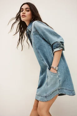 Ba&Sh TONA robe chemise denim BLEU Online