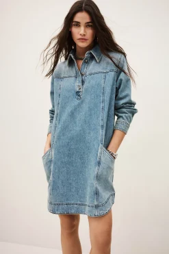 Ba&Sh TONA robe chemise denim BLEU Online