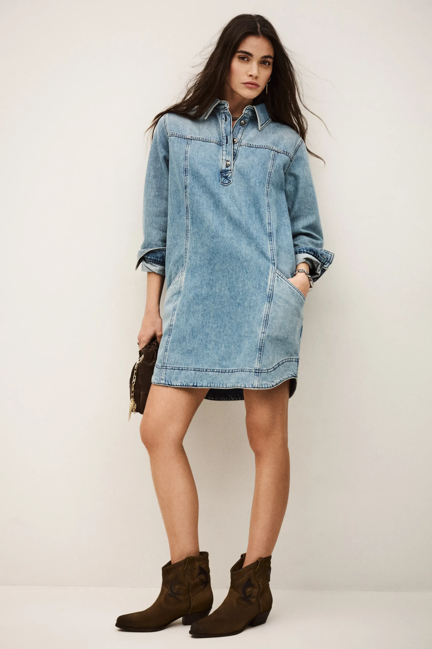 Ba&Sh TONA robe chemise denim BLEU Online